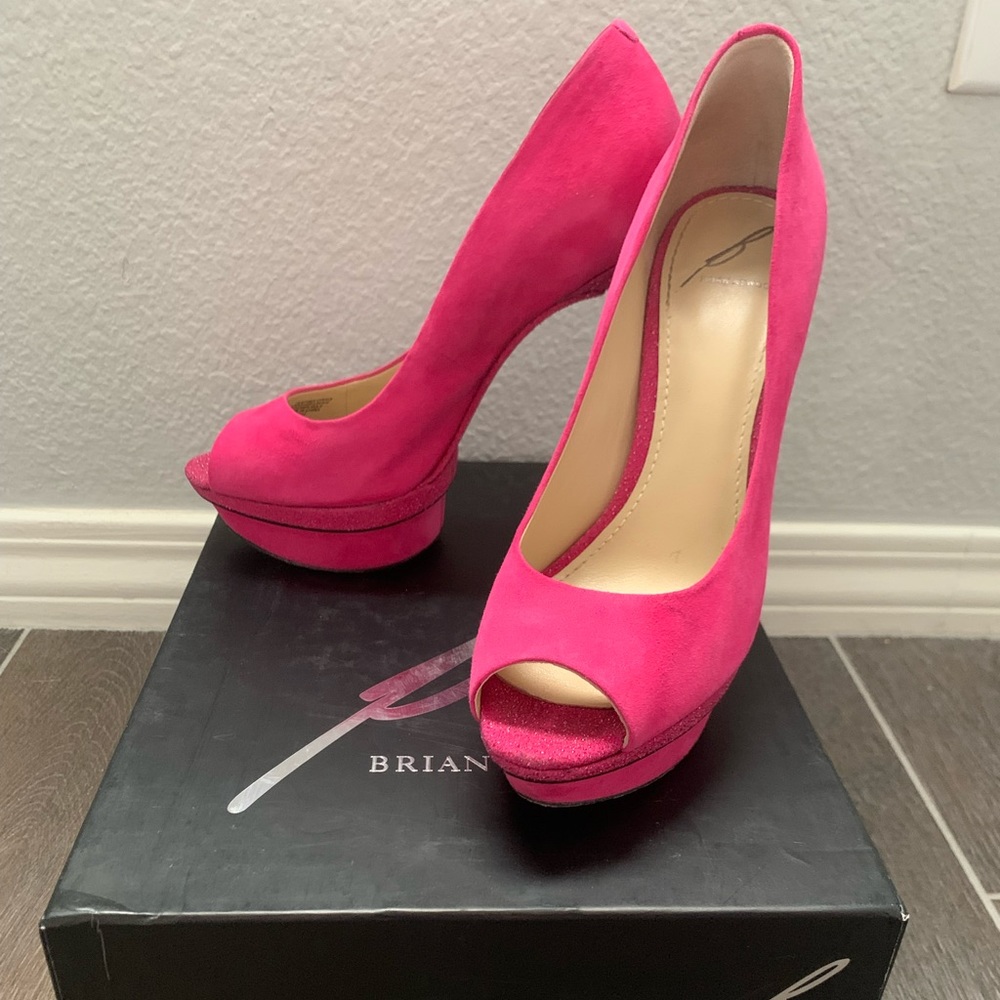 Women’s Brian Atwood peep toe high heel shoes